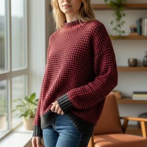 Sanctuary Red and Black Cowl Sweater